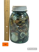 Vintage Mason Jar of Buttons