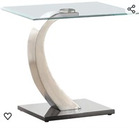 Benjara Floating Tempered Glass Top End Table
