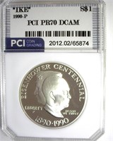 1990-P S$1 Eisenhower PR70 DCAM LISTS $150