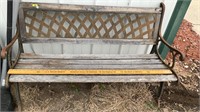 Metal and wood bench, approximately 48 inches