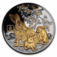 2023 5 Oz Silver Lunar Rabbit Black Proof