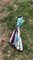 Various kids baseball bats