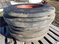 Pair of implement tires on rims; size: 10.00-16SL