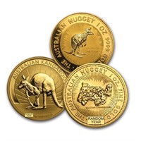 Australia 1oz Gold Kangaroo/nugget Coin Bu
