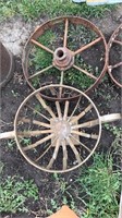 Cast iron wheel, plant holder