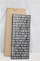YOU ARE THE CHEESE TO MY MACARONI WOODEN SIGN