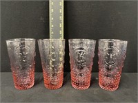 Group of Pink Vintage Hobnail Glasses