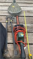 Metal funnel, Corded hedge trimmer, not tested