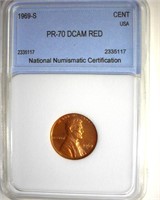 1969-S Cent PR70 DCAM RD LISTS $625 IN 69DC