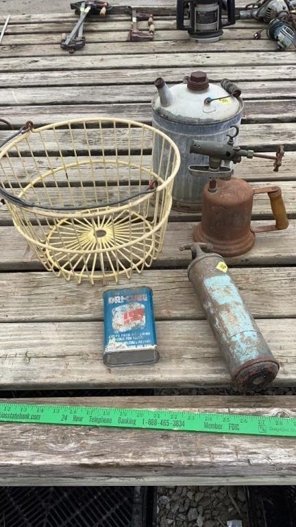 Vintage ice pack, vintage fire extinguisher (