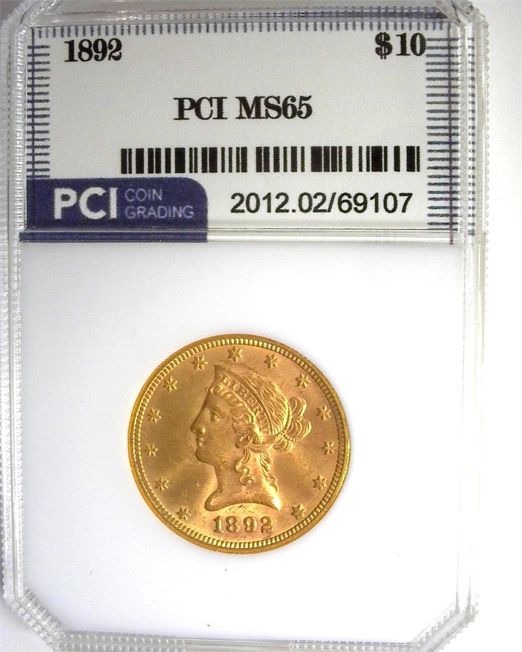 1892 Gold $10 MS65 LISTS $12500