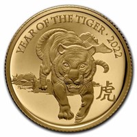 2022 Great Brit 1/4oz Gold Year Of Tiger Pf +box