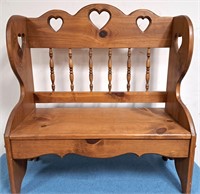 HAND MADE WOOD CHILDS SIZE BENCH W SPINDLES 25"L