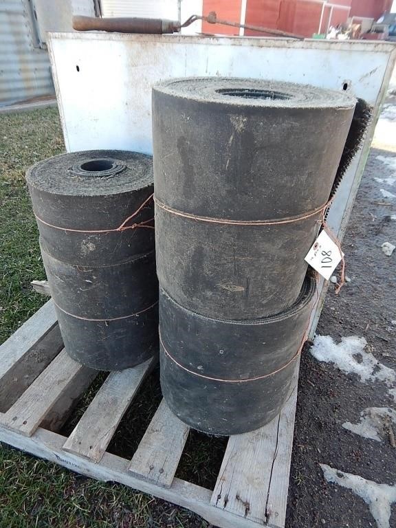 4 Rolls of rubber belting material; buyer confirm