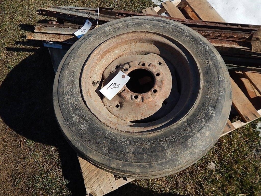 3 Implement tires; 1 with the rim is 6.50-16 and t