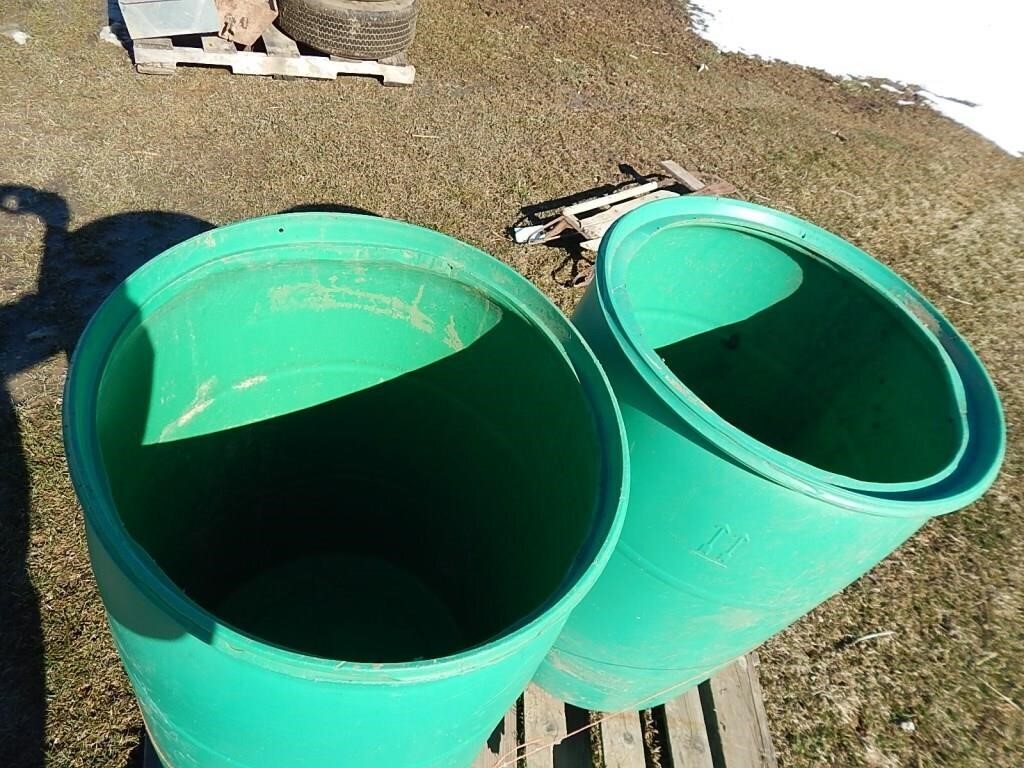 2- 50 Gallon poly tubs; no covers