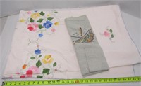 Vintage Hand Sewn Table Cloth & 1 More