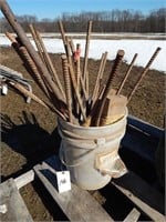Re-rod stakes and string for cement work