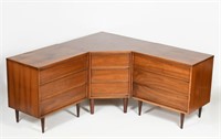 3 PC. DIXIE MID-CENTURY CORNER DRESSER