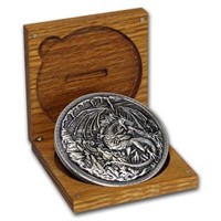 10 Oz Silver Uhr Rnd Dragon Vs Vikings