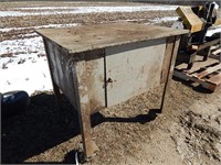 Metal cabinet on casters; top measures: 28"x36"
