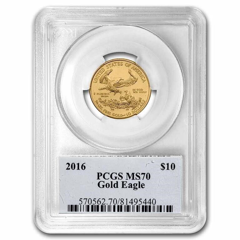 2016 1/4oz American Gold Eagle Ms70 Augustus Label