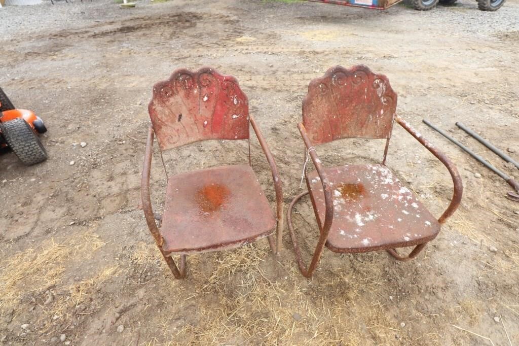 Two Vintage Metal Lawn Chairs