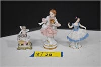 Three Lace Figurines All Showing Slight Damage