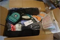 Box of Tool Bags, Rope, Gloves, Faceshield