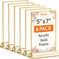 6 Pack 5x7 Acrylic Sign Holder with Gold Borders,