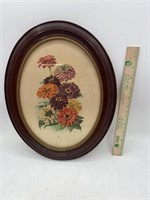 Vintage Oval framed under glass floral picture