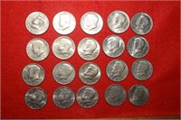 (20) Kennedy Half Dollars in Tube  1971D-1999D Mix
