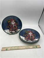 Royal Norfolk Christmas Santa plates 8”  qty 4