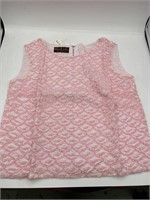 Vtg Pink Sequin Beaded  Sleeveless Blouse Dressy