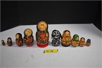 Two Nesting Doll Sets & Small Beaded Doll
