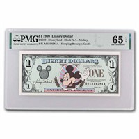 1999 $1 (aa) Waving Mickey Cu-65 Epq Pmg (dis#59)