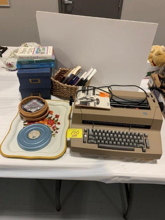 IBM TYPEWRITER, BOOKS, PICTURE BOXES, MOTION