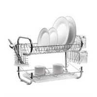 Chrome Stainless Steel 2-Tier Dish Rack with