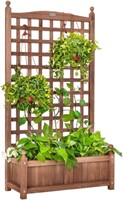 VIVOHOME Wood Planter Raised Bed with Trellis, 48