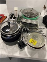 POTS & PANS OF ALL KINDS, TOASTER, CASSEROLE