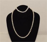14K Clasp Pearl Necklace & Bracelet