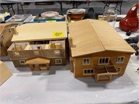 2 HOMEMADE WOODEN HOUSE MODELS