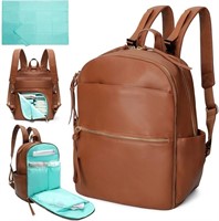 MOMINSIDE Diaper Bag Backpack, Leather Baby Bag