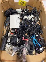 BOX OF COMPUTER CORDS, ETC