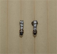 10K Earrings w/ White Stones