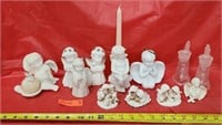 Assorted figurines and candle holders