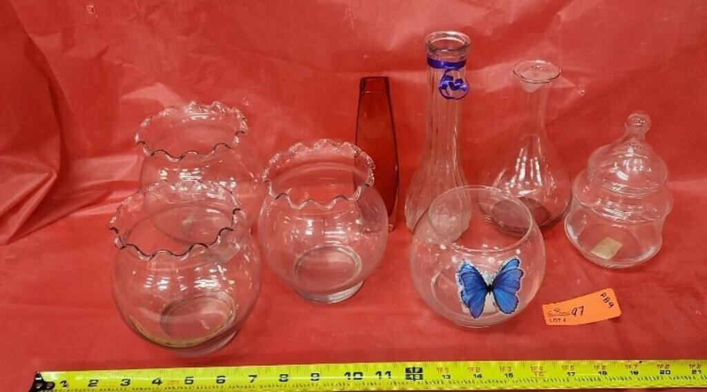 Assorted Glass Bowls and Vases