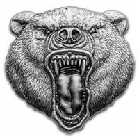 2023 2 Oz Silver $5 Fierce Nature Grizzly Bear