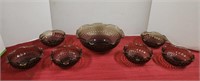 7pc Vintage Smokey Glass Bowl Set