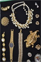 Goldtone Horned Frog, Necklace, Earrings